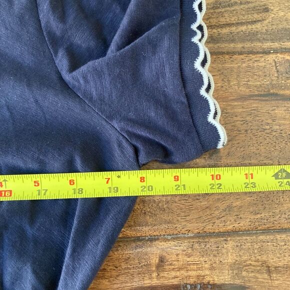 Talbots Nantucket Slub Side Tie Dress Womens Large Navy Nautical Preppy - Picture 10 of 10